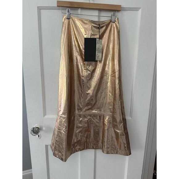 TUCKERNUCK London Gold Metallic Skirt India Hicks Collection $198 NWT Size 2 XS - Picture 3 of 5